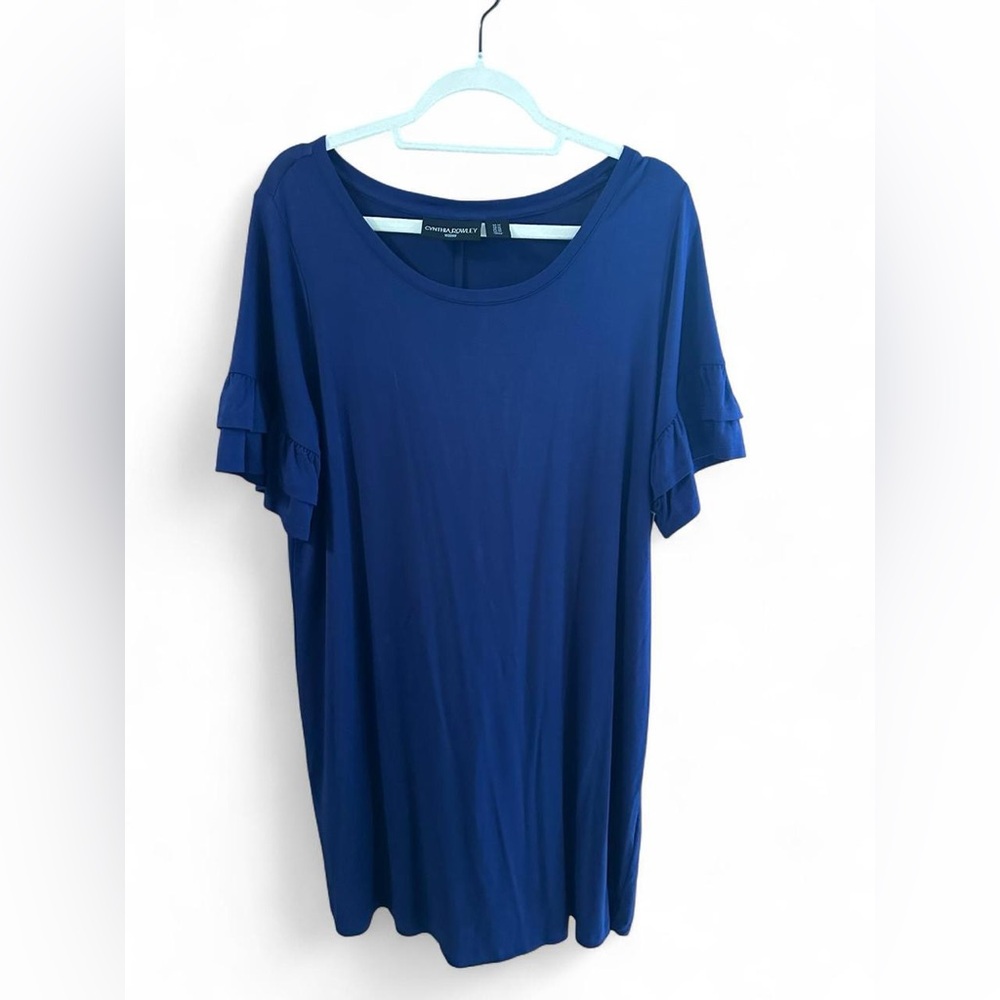 Cynthia rowley blue ruffle sleeve dress